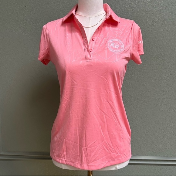 Columbia Tops - Columbia Pink Golf Shirt with Tomahawk Golf Course Embroidered Logo